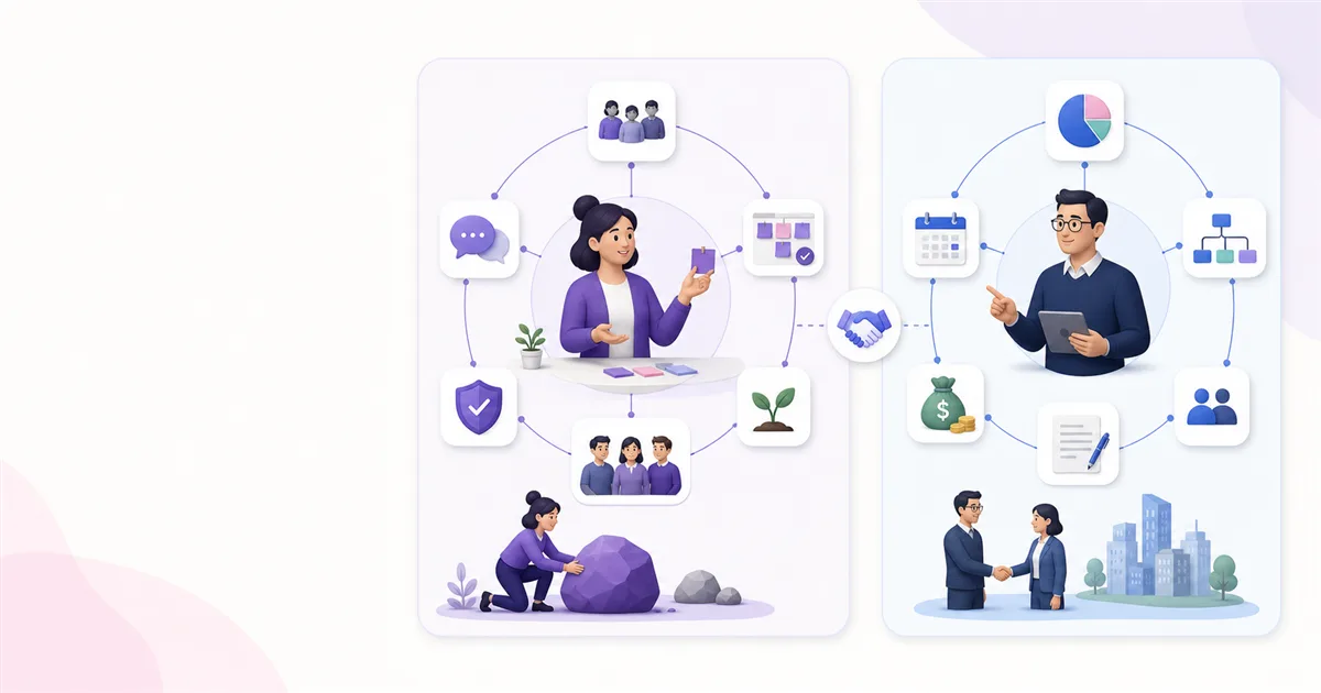 Illustrated cover for Scrum Master vs. Project Manager
