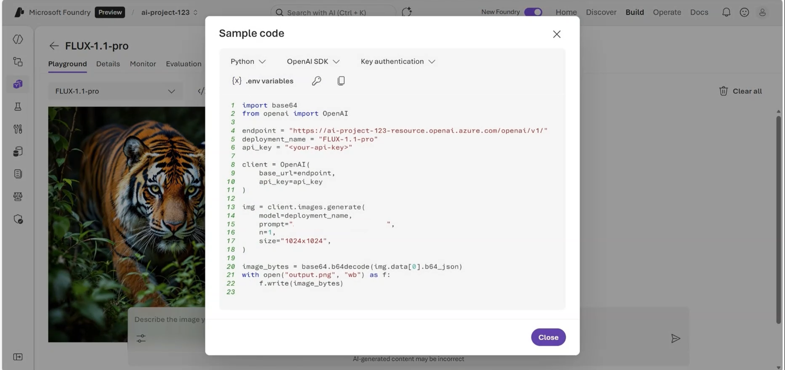 Captura original do código Python oferecido pelo Playground de imagens.