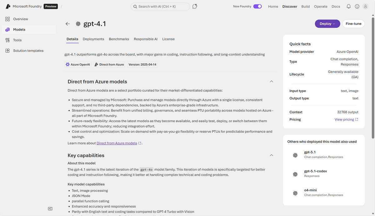 Original Microsoft Foundry model-catalog and model-details screenshot.