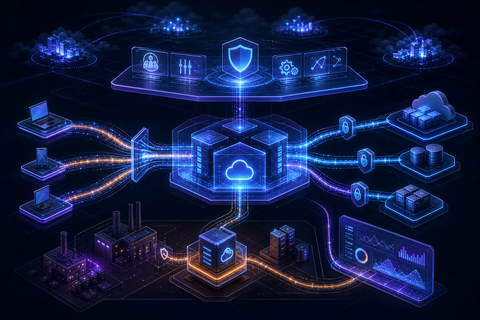 Managed API platform connecting consumers, gateways, hybrid networks, backends, and observability