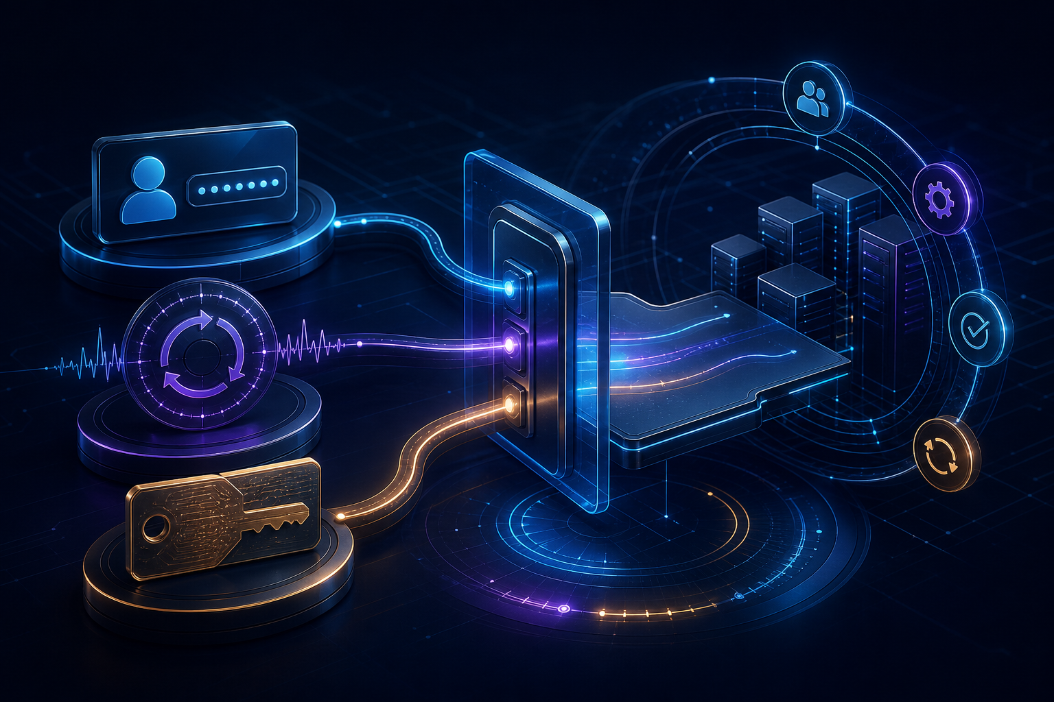 Basic Auth, Digest e API Keys convergindo para um gateway corporativo protegido