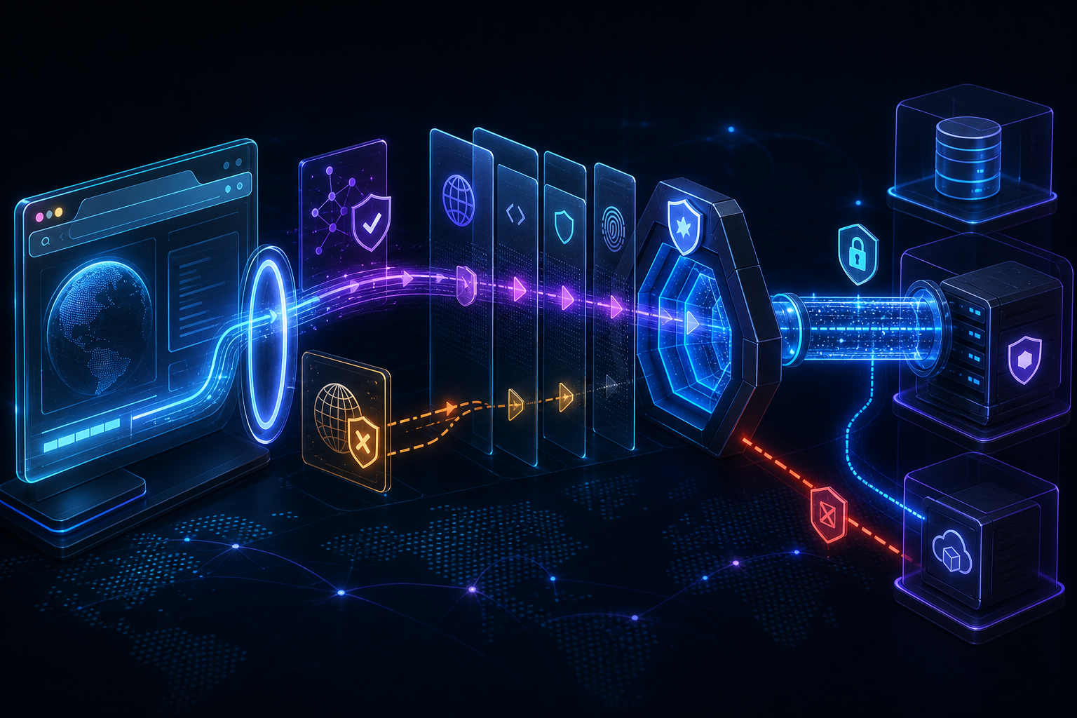 Browser and APIs protected by origin, content, and secure transport policies