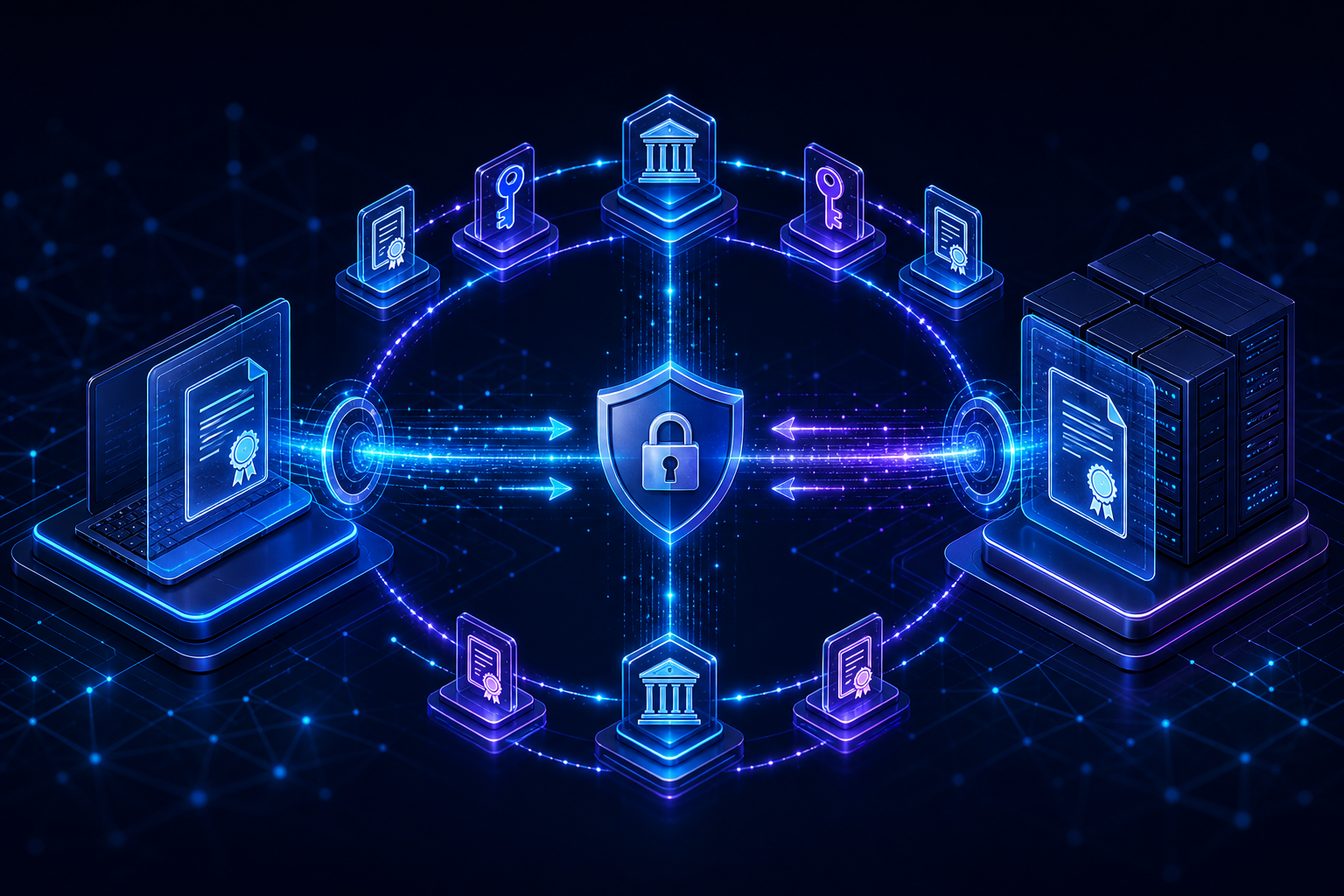 Client and server present certificates and mutually validate their identities in an enterprise API architecture